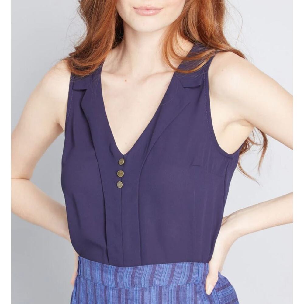 NEW Modcloth Unrivaled Enjoyment Sleeveless Top in Navy